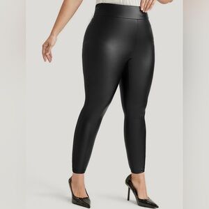 BloomChic Black PU Leather Wideband Waist Leggings